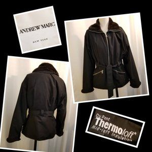 Andrew Marc Thermaloft Black Belted Jacket M